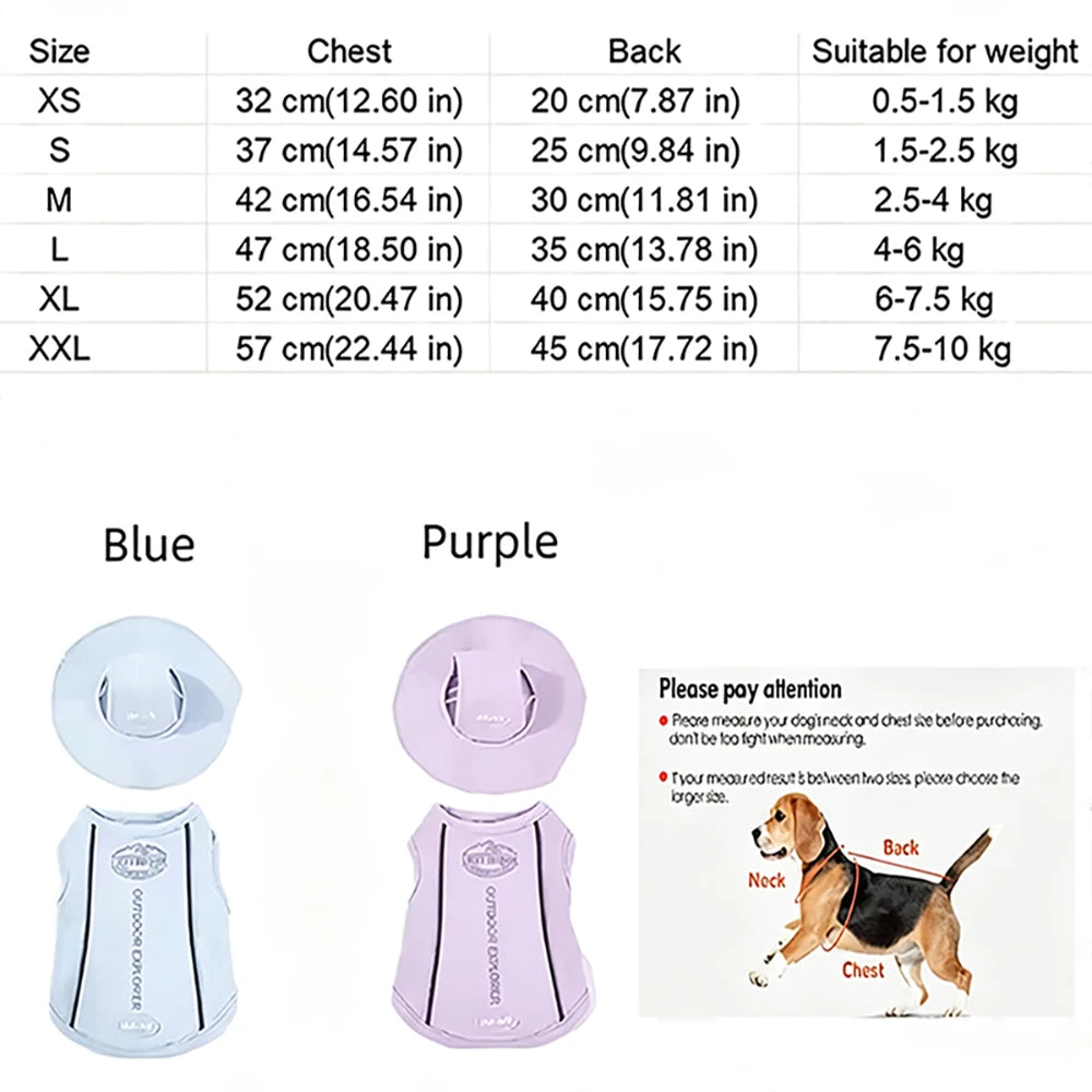 Pet Dog Summer Cooling Vest with Cap Breathable Mesh Sun Protective Shirt for Dogs&Cats,Lightweight Outdoor Pet Clothes Set