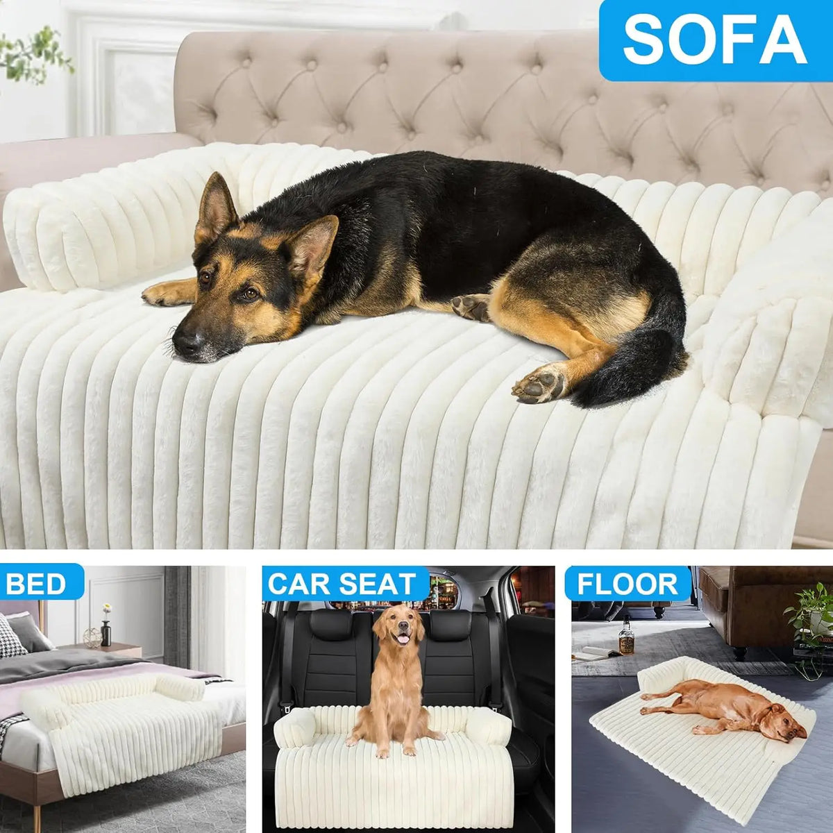 Cozy Plush Pet Sofa Bed for Dogs & Cats, Machine Washable Removable Cushion, Soft Warm Universal Kennel Nest.