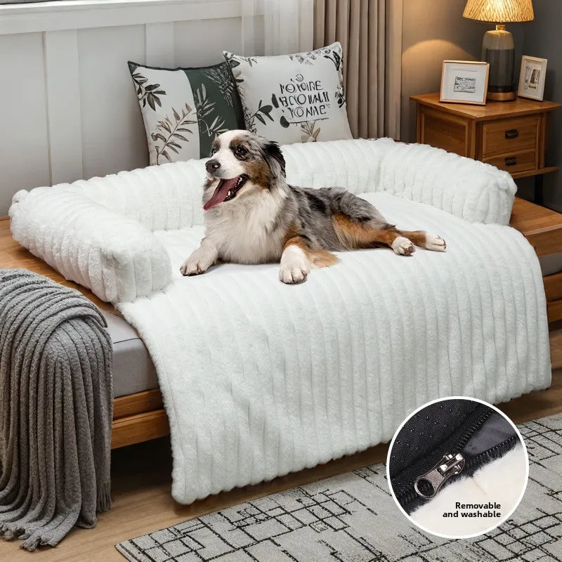 Cozy Plush Pet Sofa Bed for Dogs & Cats, Machine Washable Removable Cushion, Soft Warm Universal Kennel Nest.