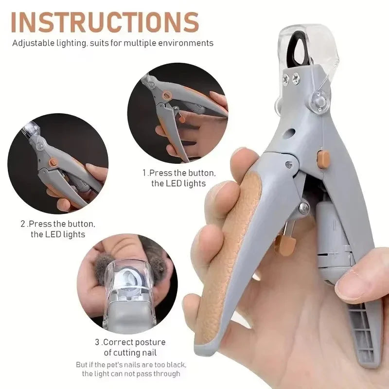 LED Pet Nail Clipper With Magnifying Lens Safe Grooming Tool