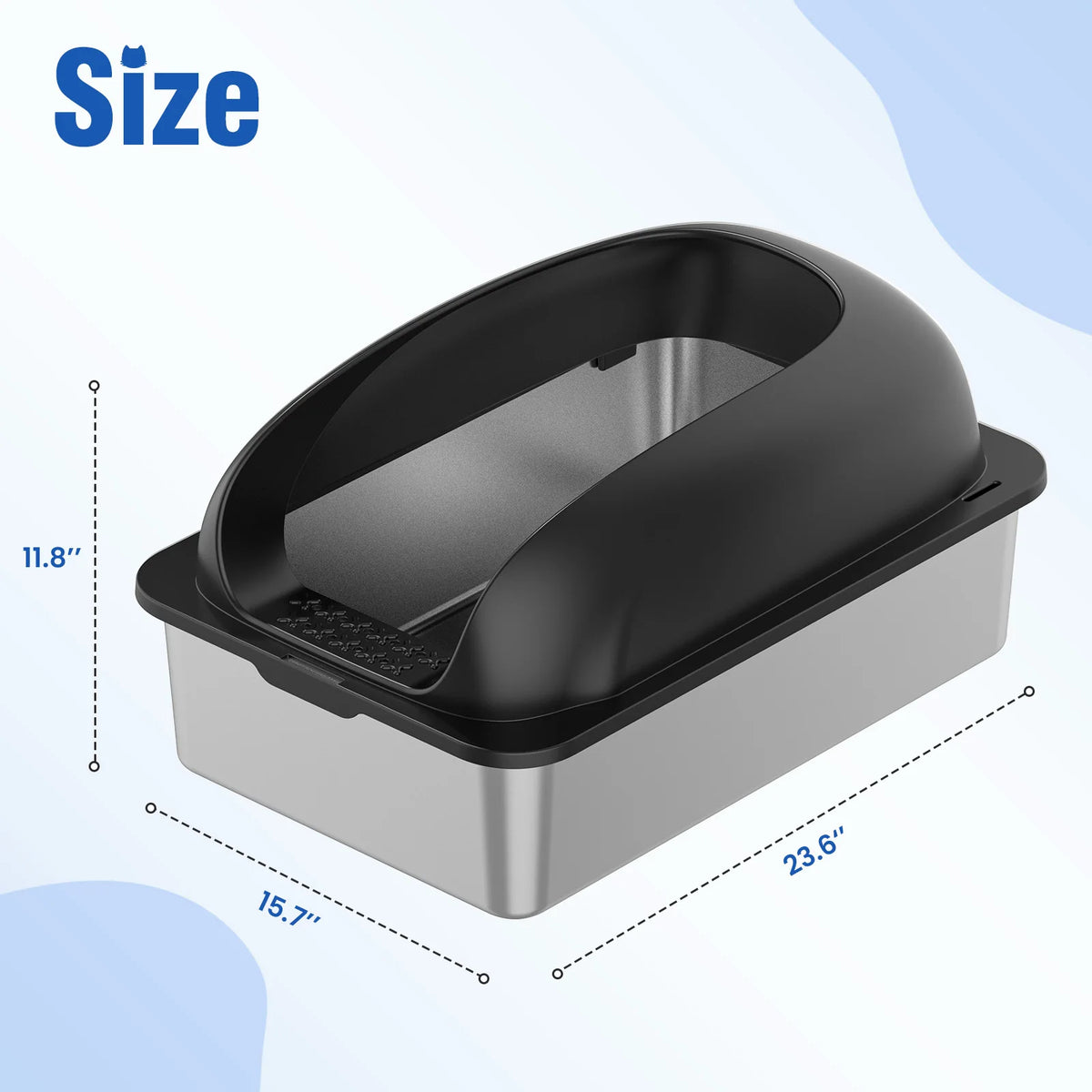 JHK Stainless Steel Cat Litter Box With Lid