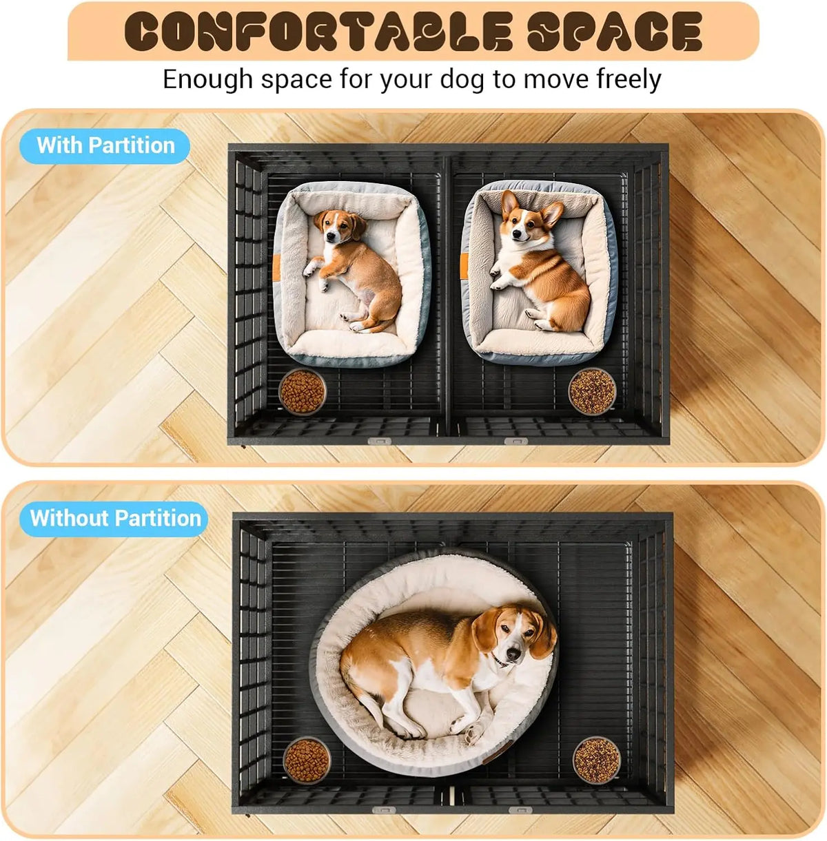 ANIXOL Heavy Duty Metal Dog Crate With Double Doors