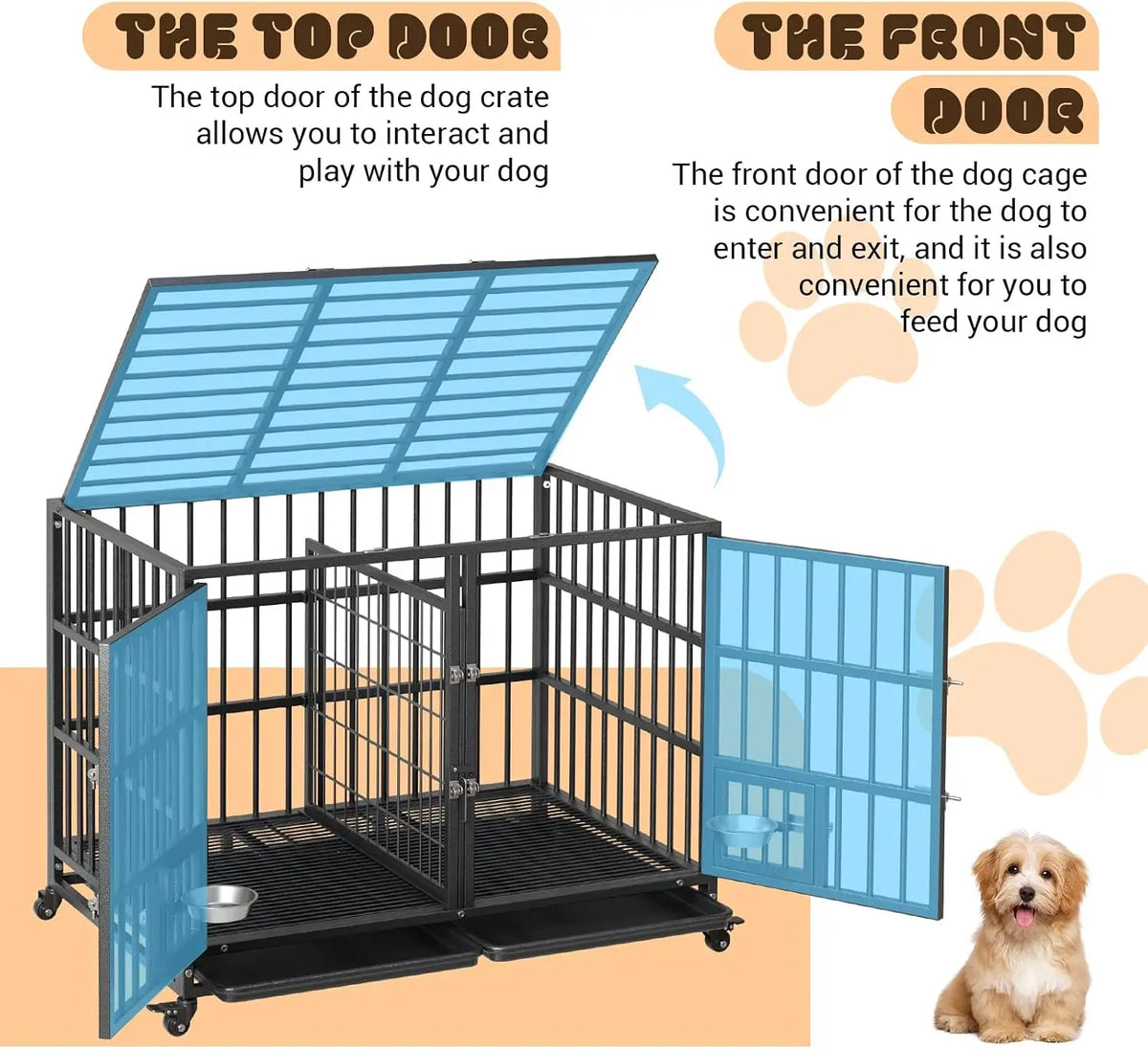ANIXOL Heavy Duty Metal Dog Crate With Double Doors