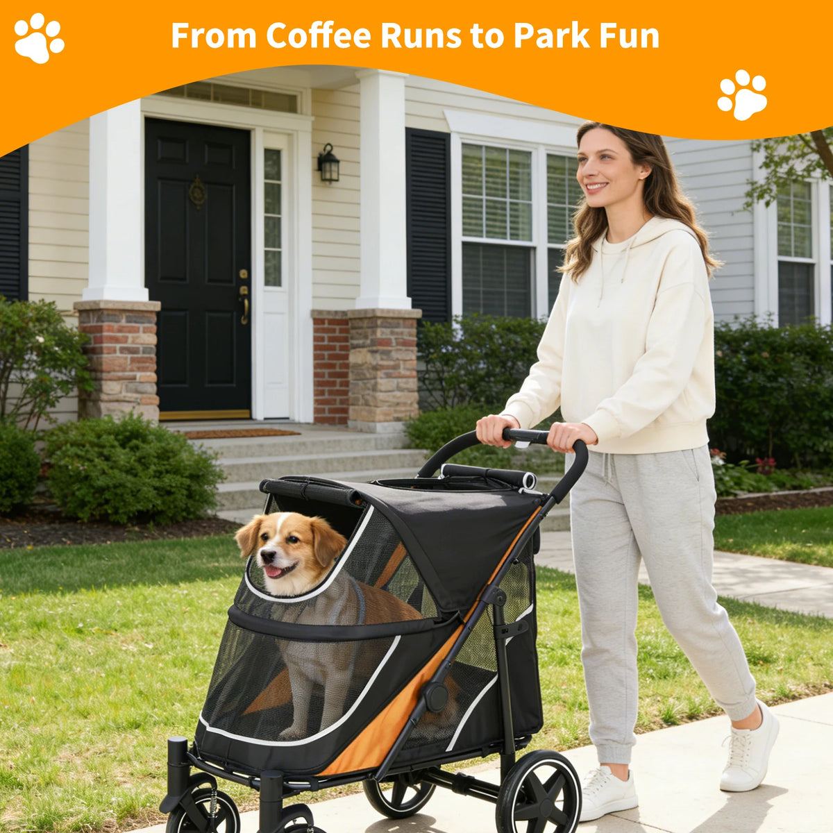 Foldable Pet Stroller for Large and Medium Dogs