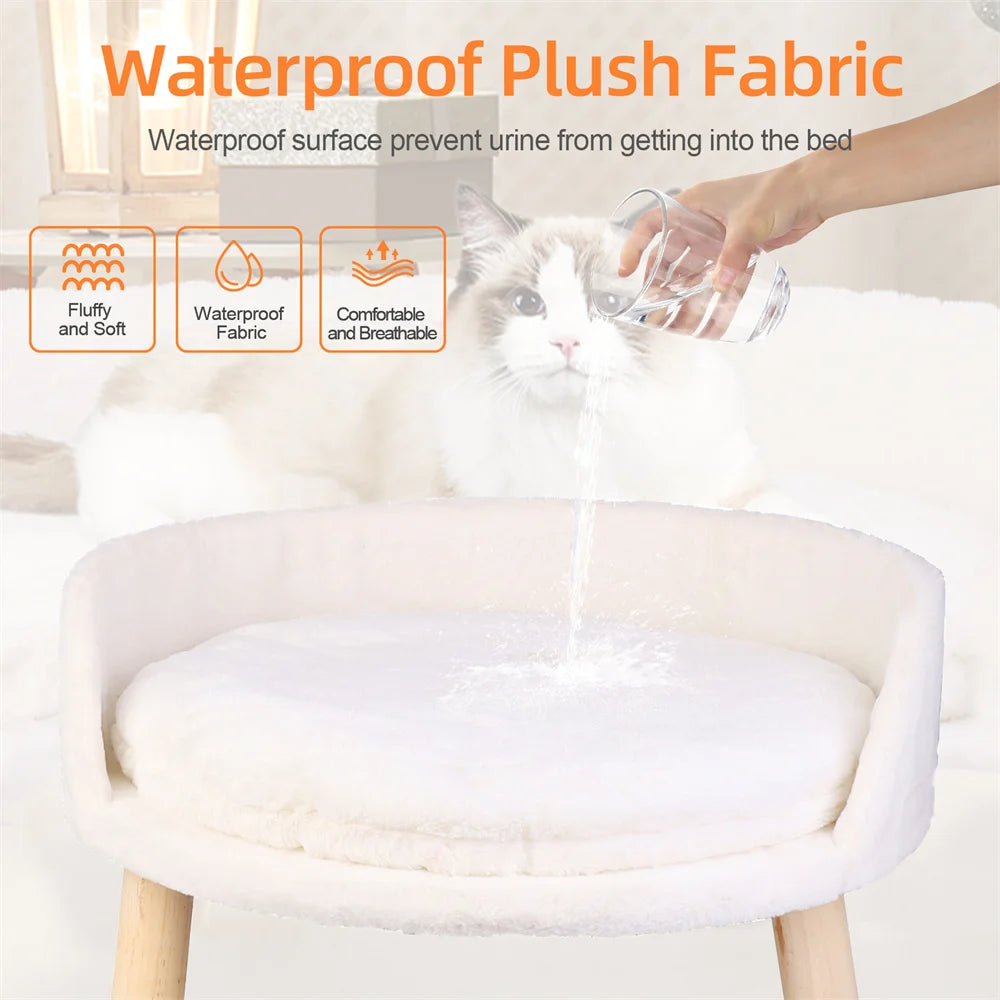 Ultra Soft Elevated Dog Cat Sofa Bed Couch Pet Puppy Chair Backrest Stool Seat Lounger with Removable Waterproof Padded Cushion