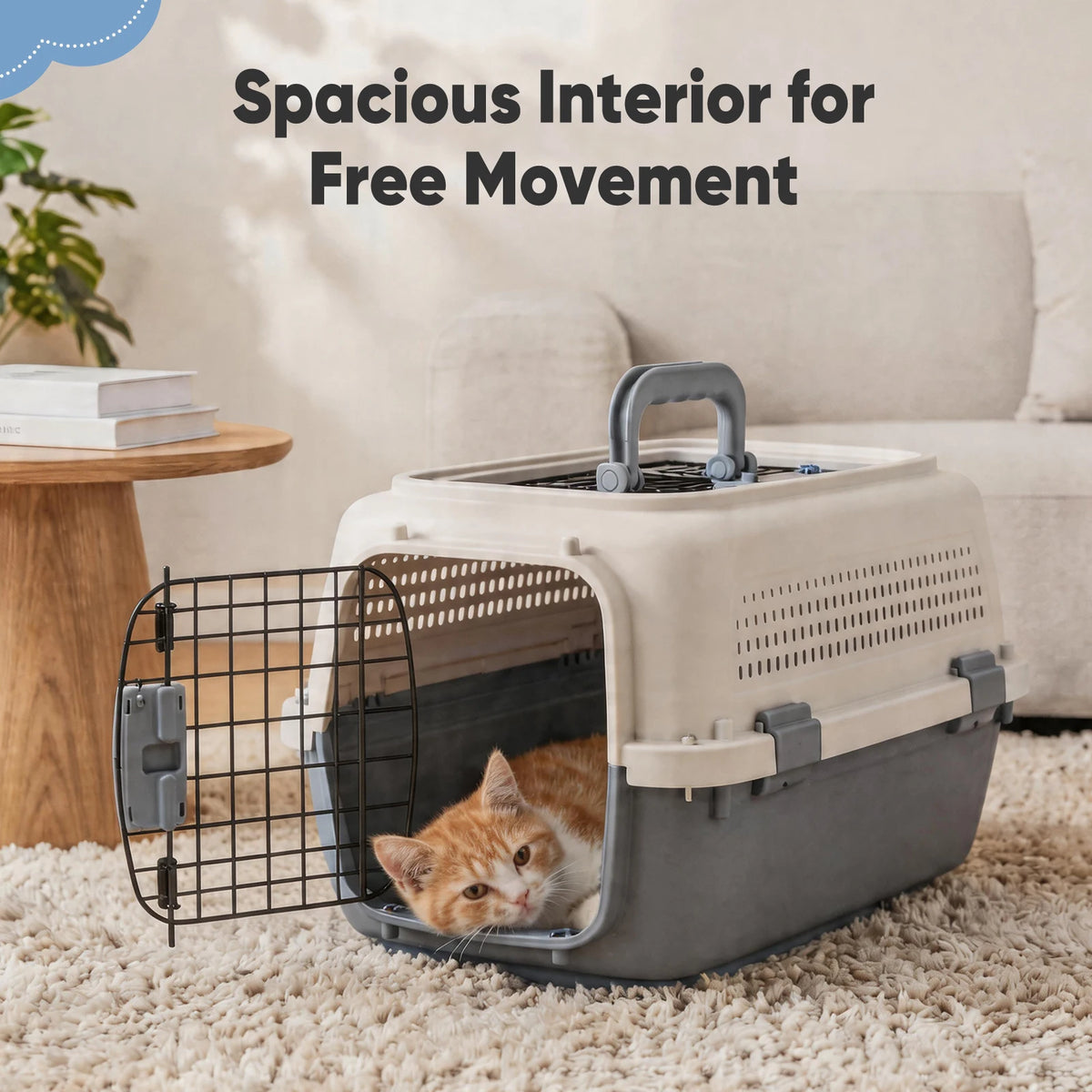 JHK 23Inch Pet Carrier for Small Dogs Cats Front Top Load Wire Door Food Bowl Travel Crate with Enhanced Security Latchesfor