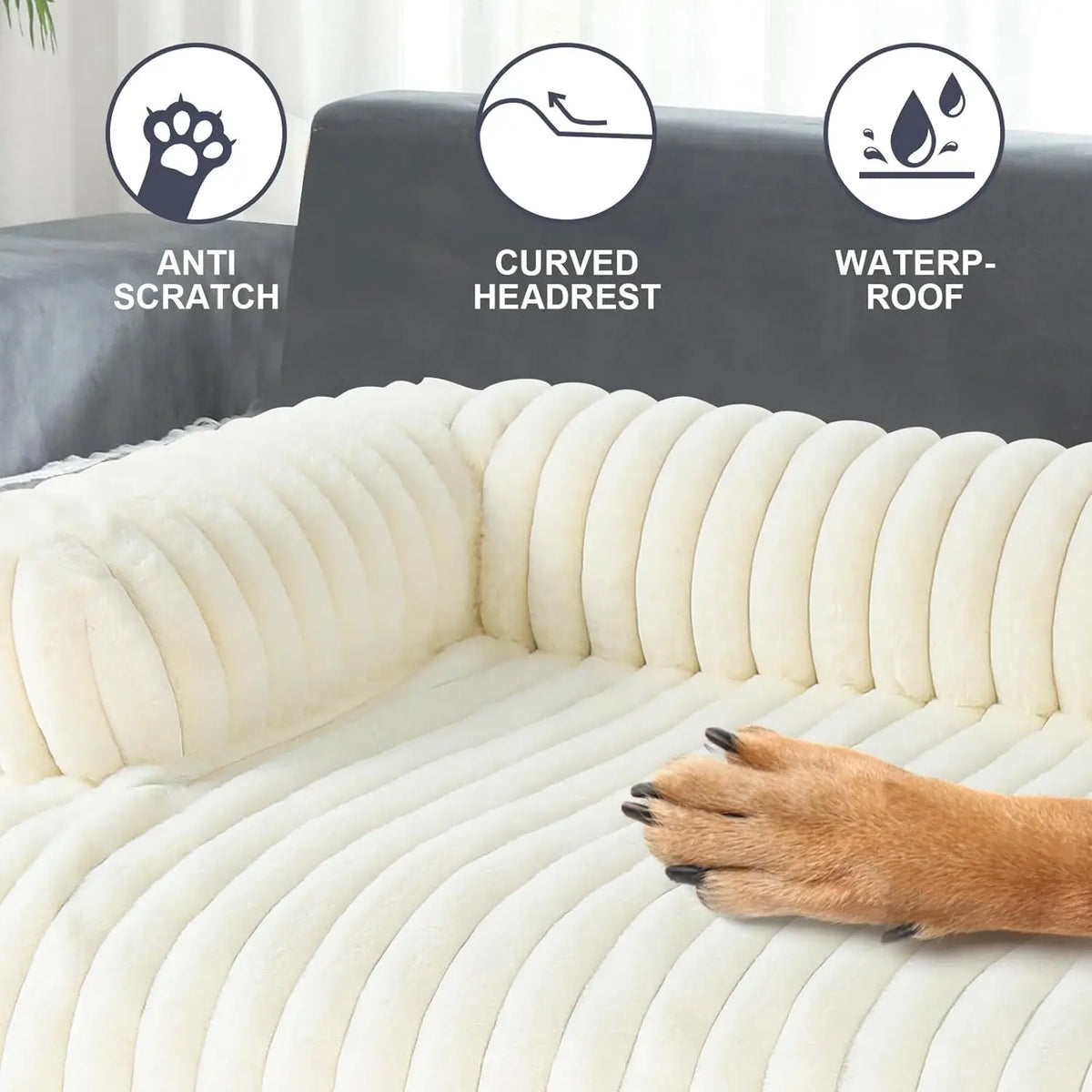 Cozy Plush Pet Sofa Bed for Dogs & Cats, Machine Washable Removable Cushion, Soft Warm Universal Kennel Nest.