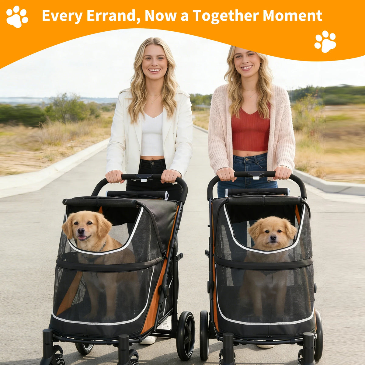 Foldable Pet Stroller for Large and Medium Dogs