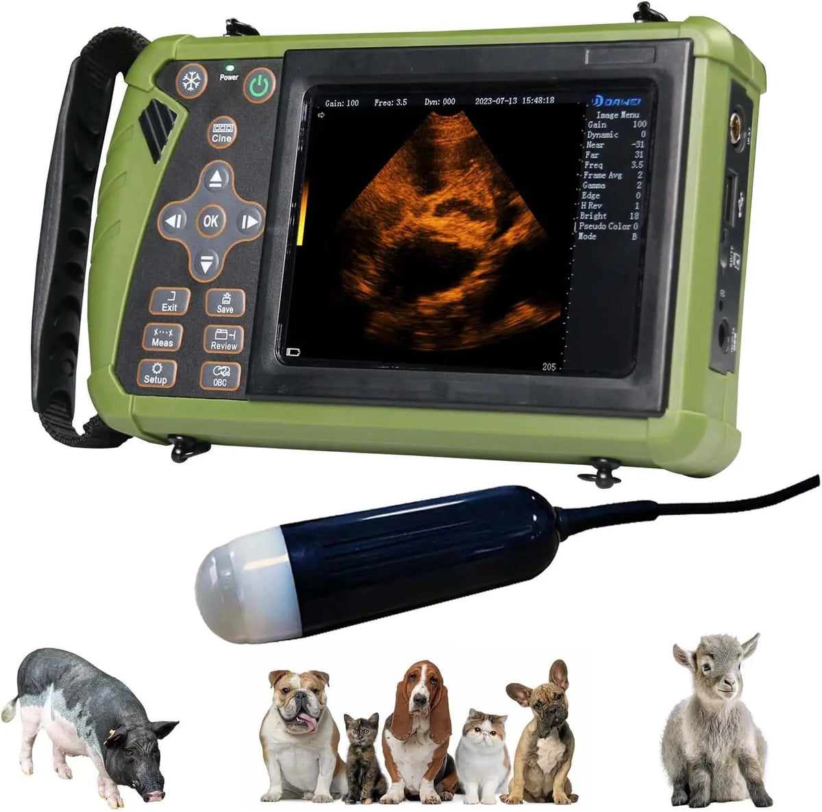 Portable Veterinary Ultrasound Scanner for Pregnancy Vet B Ultra Machine with 3.5MHz Convex Probe for Pig Sheep Dog Animals