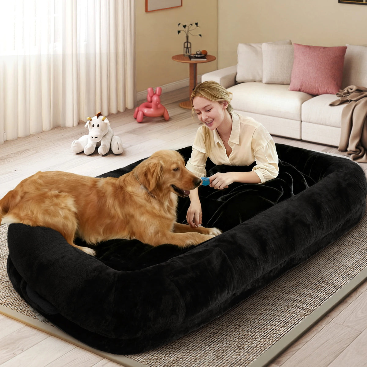Orthopedic Human Dog Bed With Removable Cover