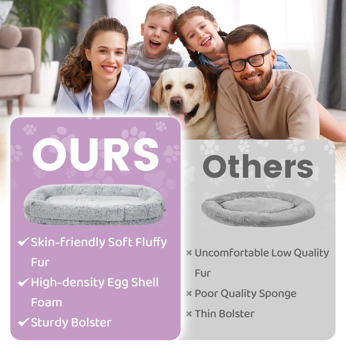 Orthopedic Human Dog Bed With Removable Cover