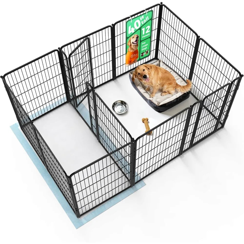 Homeplus Unleashed Indoor Dog Playpen - Stress-Free and Safe Play, Heavy Duty 40 Inch 12 Panels with Connectors,Customized
