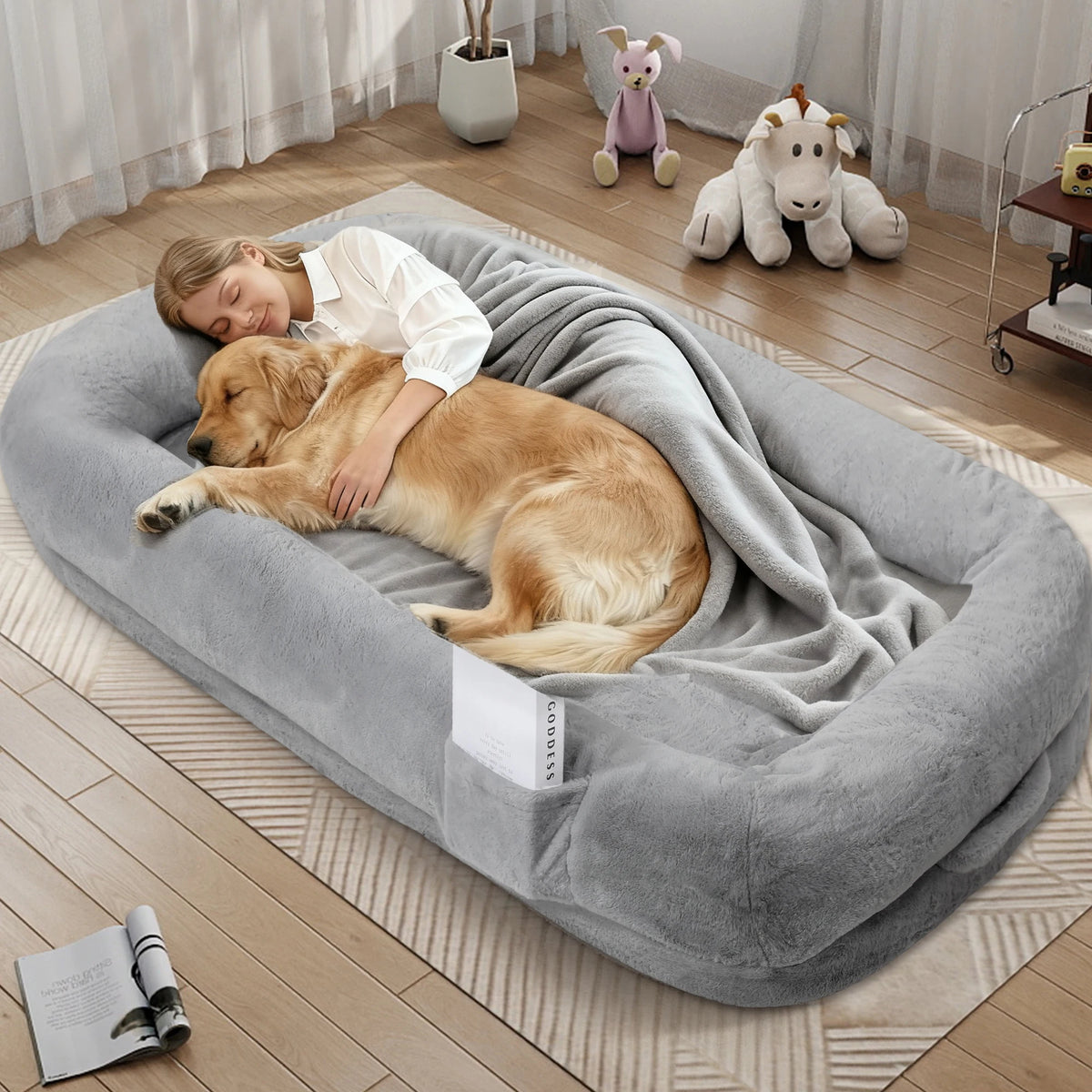 Orthopedic Human Dog Bed With Removable Cover