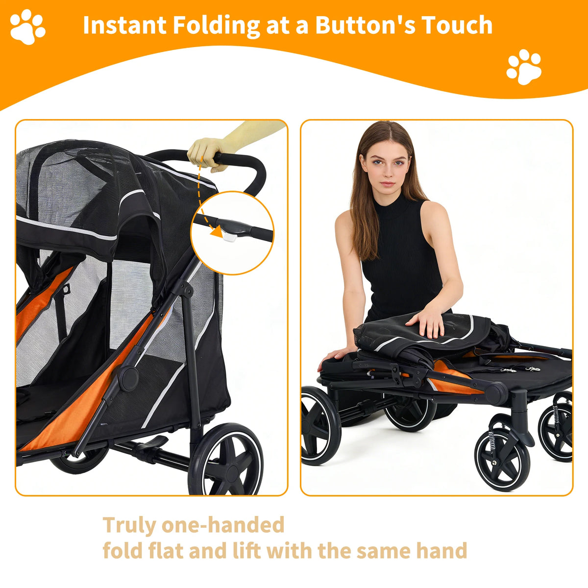 Foldable Pet Stroller for Large and Medium Dogs
