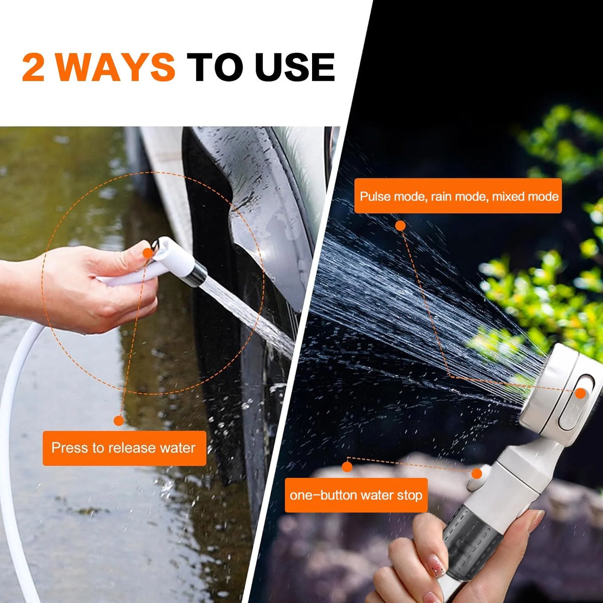 Outdoor Shower Handheld Rechargeable Gentle Shower Stream Portable Bath Sprayer for Pets Dogs Cats Car Washing Flower Watering Garden Cleaning Outdoor Use with Compact Water Pump Great for Outdoor Cleaning and Plant Watering