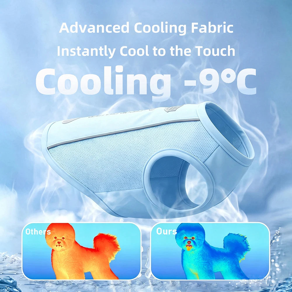 Pet Dog Summer Cooling Vest with Cap Breathable Mesh Sun Protective Shirt for Dogs&Cats,Lightweight Outdoor Pet Clothes Set