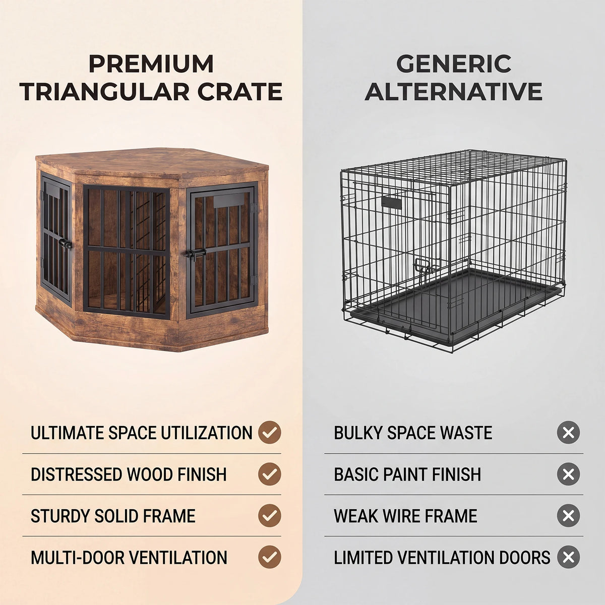 Modern Wooden Corner Dog Crate Furniture