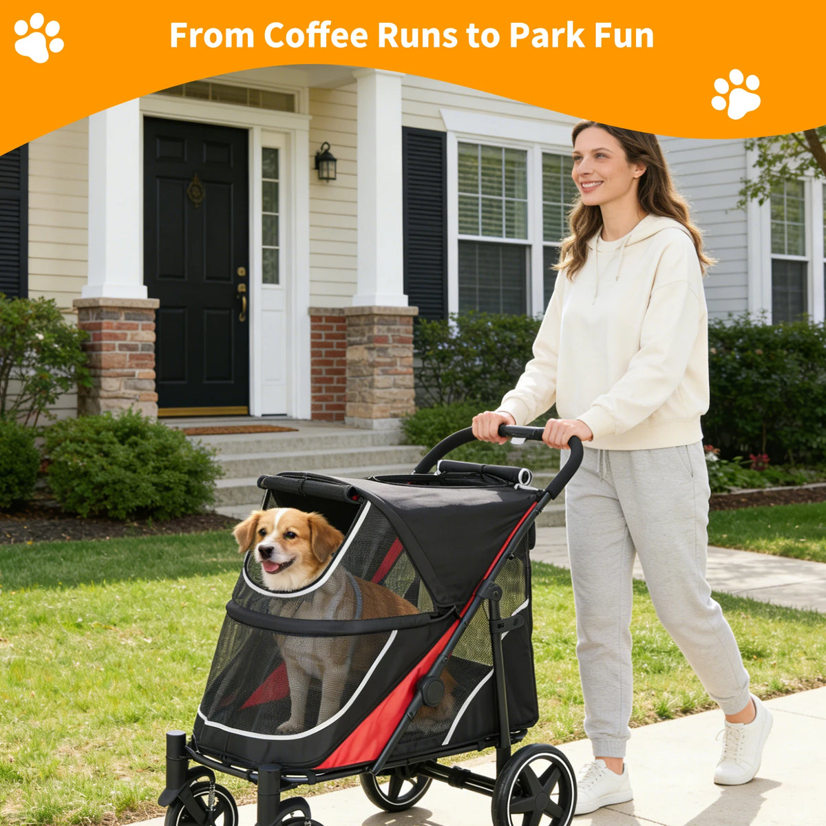 Foldable Pet Stroller for Large and Medium Dogs
