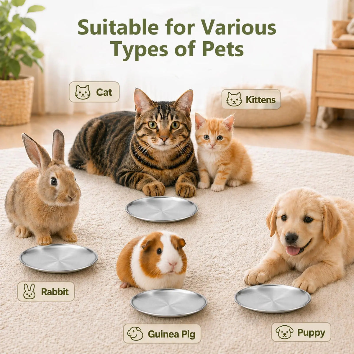 Stainless Steel Whisker Friendly Shallow Cat Bowls