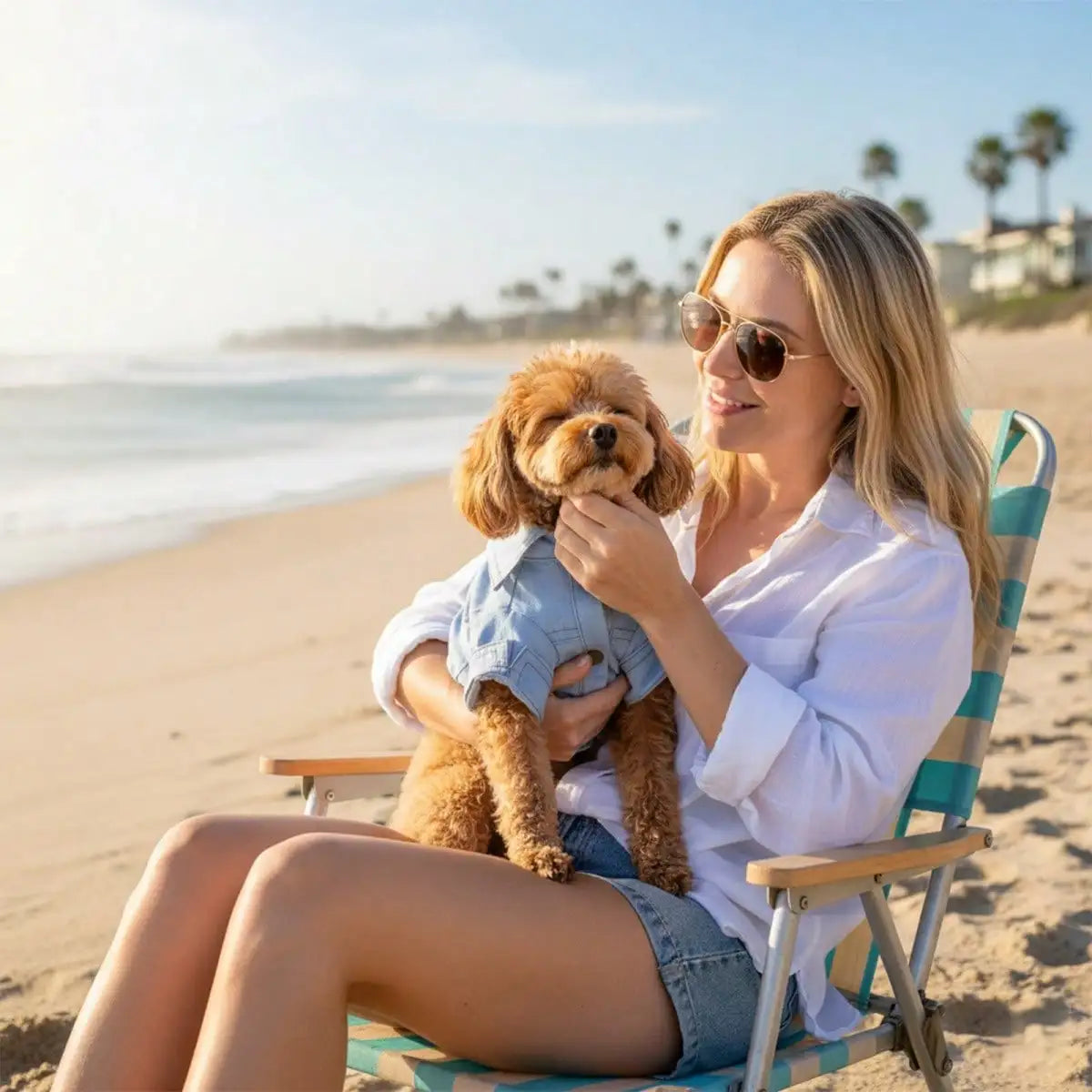 Dog Denim Shirt With D Ring For Small Pets
