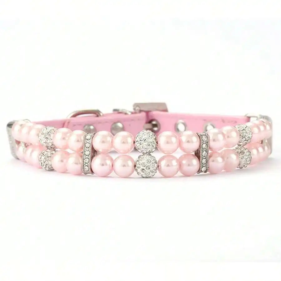 1pc Faux Pearl & Rhinestone Decor Pet Collar