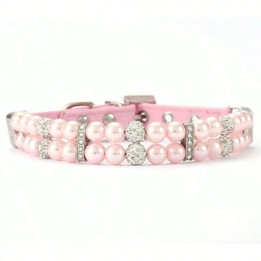 1pc Faux Pearl & Rhinestone Decor Pet Collar