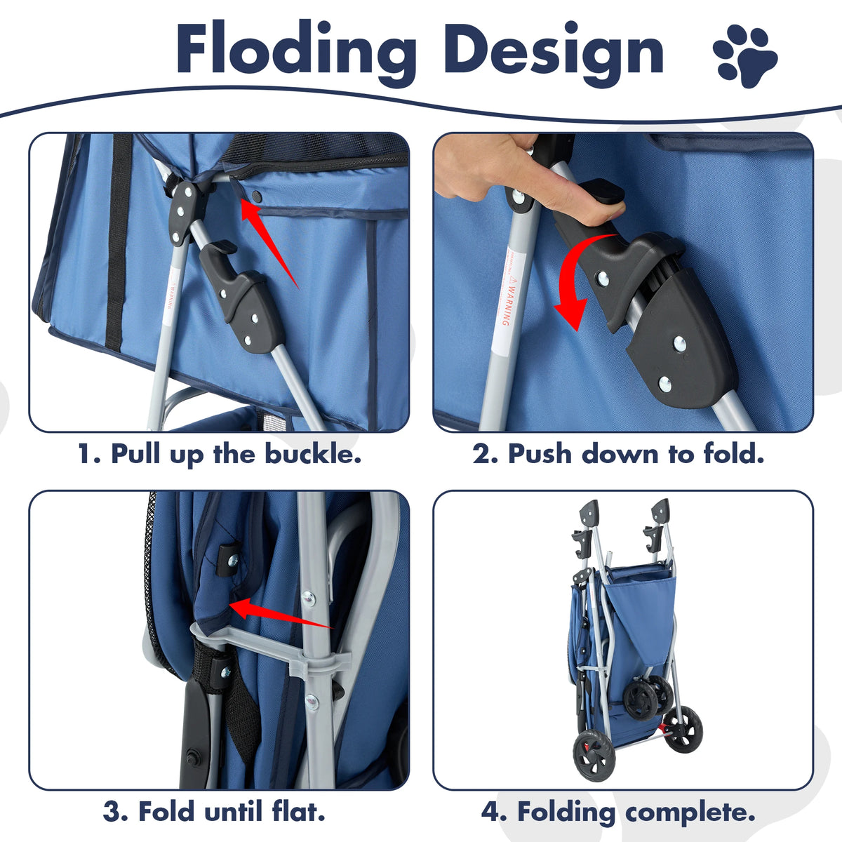 Foldable Three Wheel Pet Stroller for Dogs and Cats