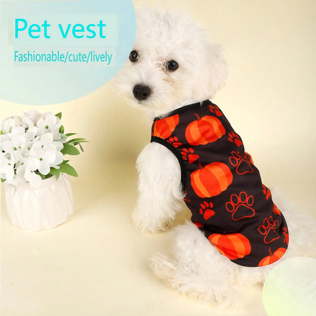 Funny Pumpkin Print Dog Costume Shirt for Holidays
