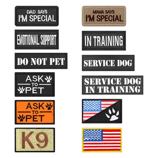 Tactical Dog Vest Name ID Patches Set