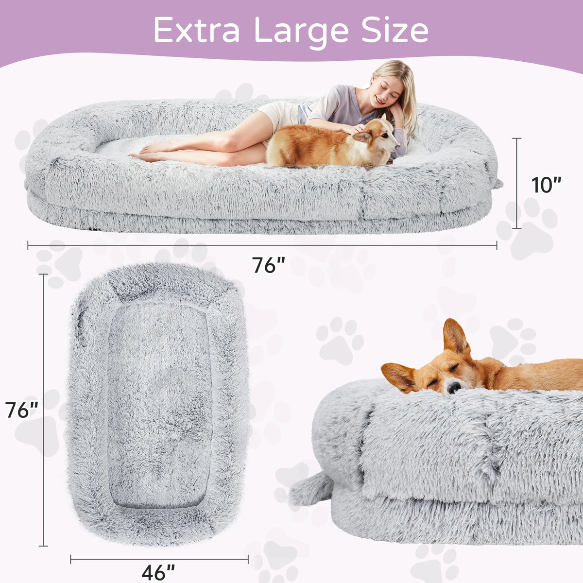 Orthopedic Human Dog Bed With Removable Cover