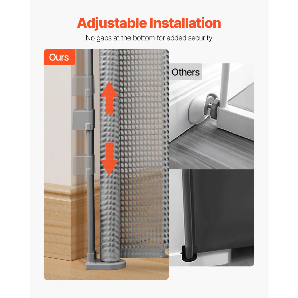 SucceBuy 55/71/110in Retractable Baby Gate 34in Tall Extends Wide Retractable Gate for Kids Pets Mesh Material Easy to Install