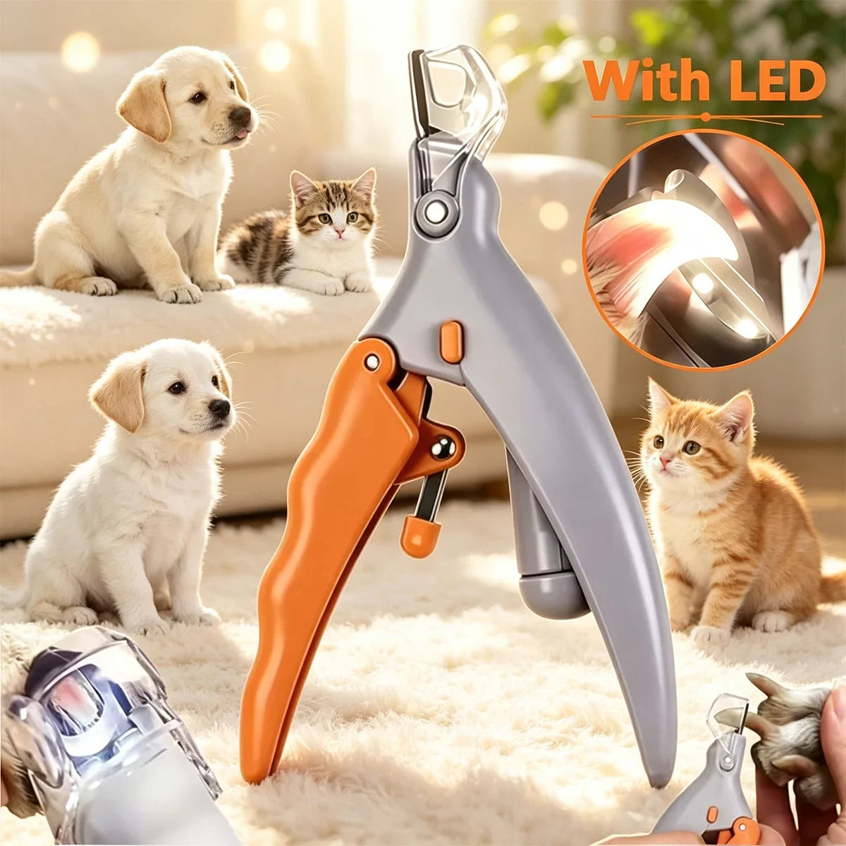 LED Light Pet Nail Clipper With Magnification