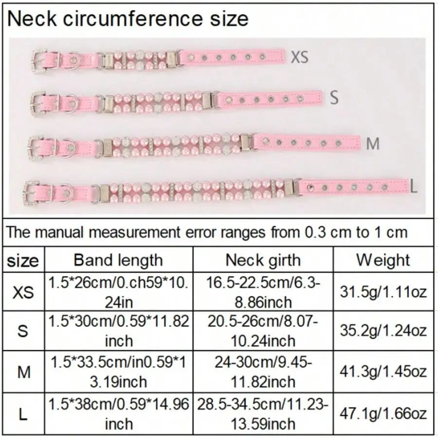1pc Faux Pearl & Rhinestone Decor Pet Collar