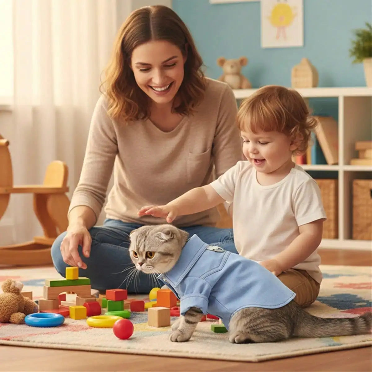 Dog Denim Shirt With D Ring For Small Pets