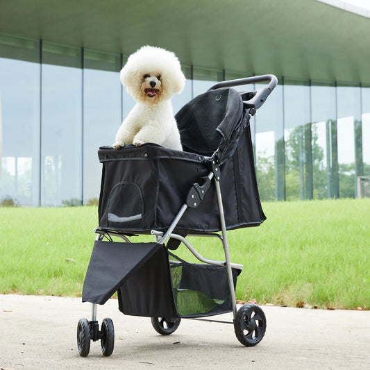 Foldable Three Wheel Pet Stroller for Dogs and Cats