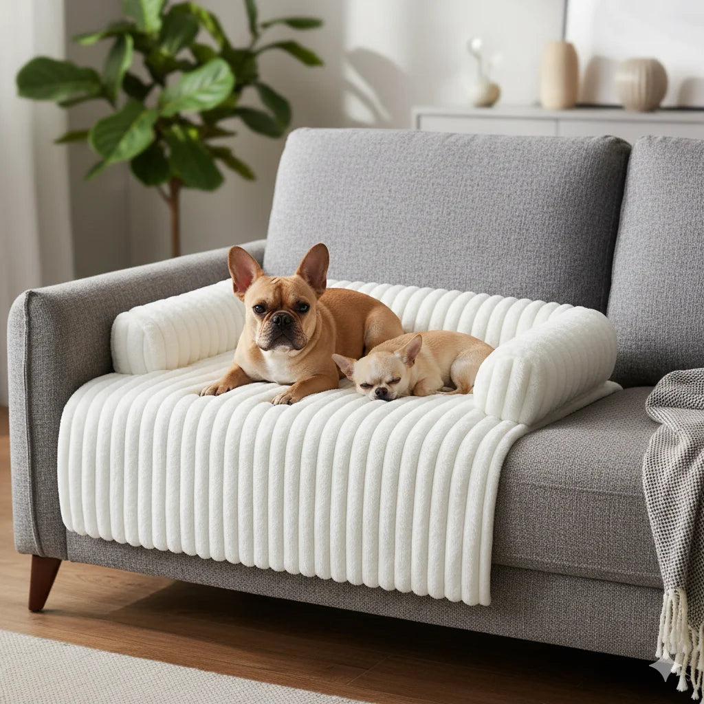 Cozy Plush Pet Sofa Bed for Dogs & Cats, Machine Washable Removable Cushion, Soft Warm Universal Kennel Nest.
