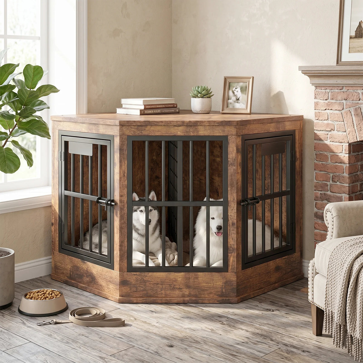 Modern Wooden Corner Dog Crate Furniture