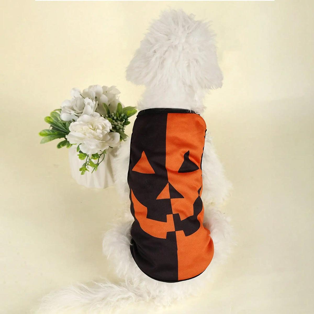 Funny Pumpkin Print Dog Costume Shirt for Holiday Parties