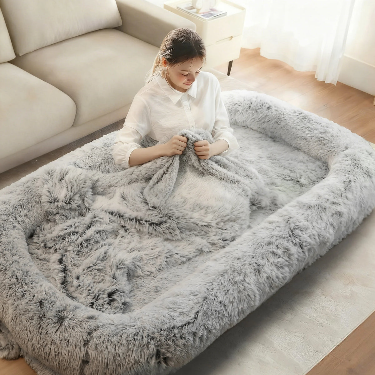 Orthopedic Human Dog Bed With Removable Cover